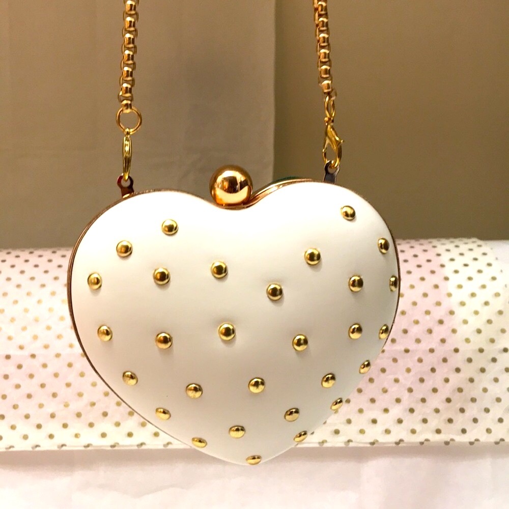 Two Bundled Heart Shaped Strawberry Purse Coin Purse Crossbody Chain Bags NWOT - Picture 6 of 8